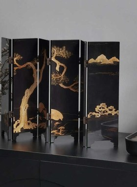 新中式小屏风桌面摆件国风古典工艺品礼品玄关挡板隔断装饰礼物