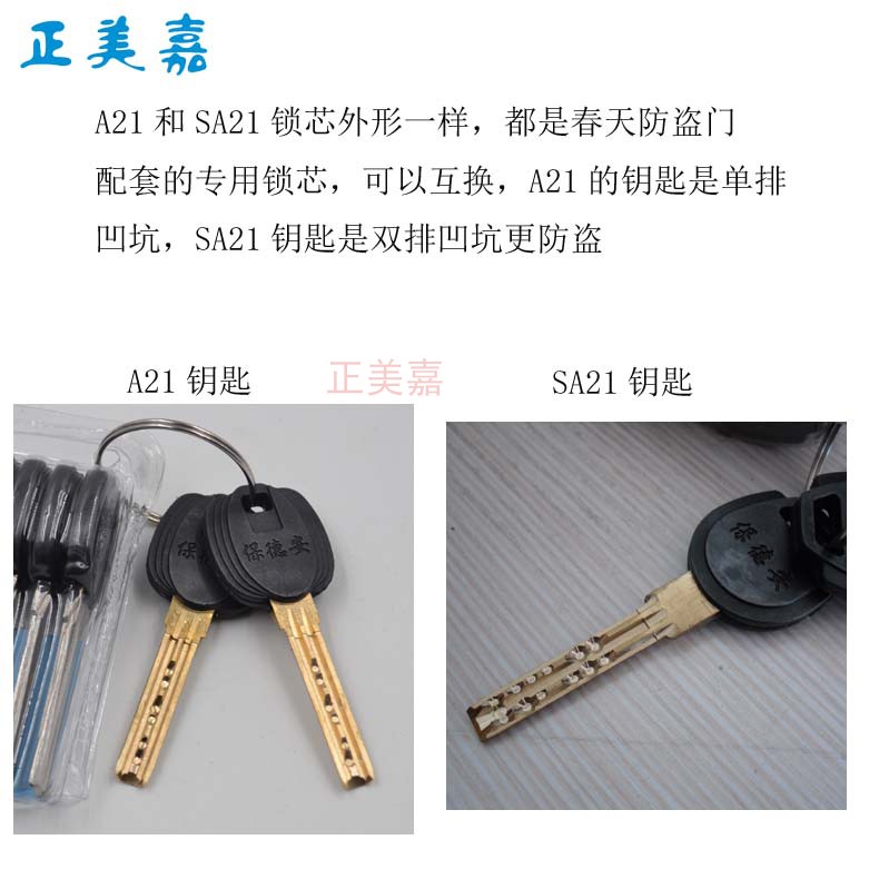 春天防盗门 C级锁芯保德安13型A21   SA21锁芯 115mm(62+53 )