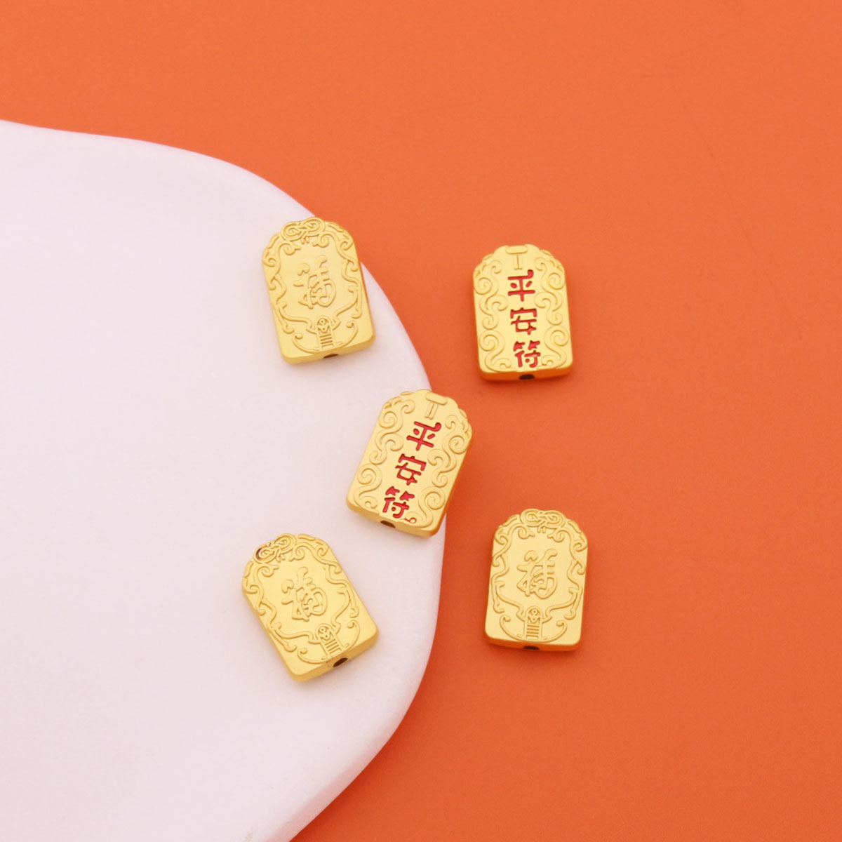 古法金平安挂件吊坠钥匙扣手工吊牌项链手链diy饰品配件手机链