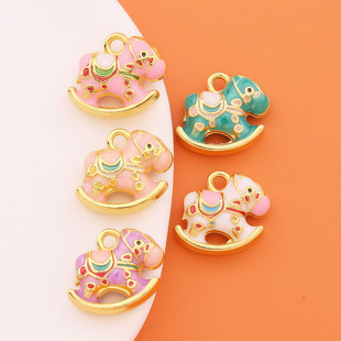 DIY保色饰品配件滴油摇摇马小马手工编织手链项链串珠吊坠批发