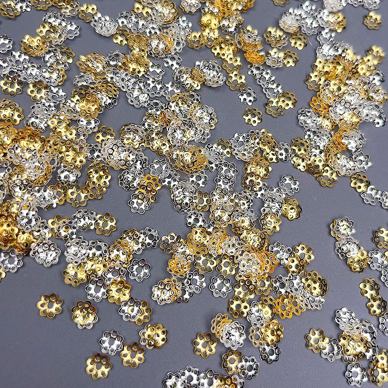 金银色镂空花托保色花帽珠托隔珠片手串diy饰品手链隔片散珠配件