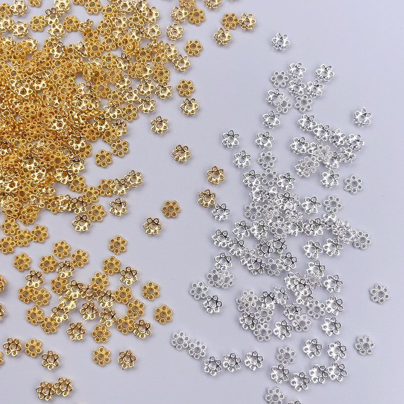 金色银色镂空托花帽珠托隔珠片手串diy饰品手链隔片散珠手串配件