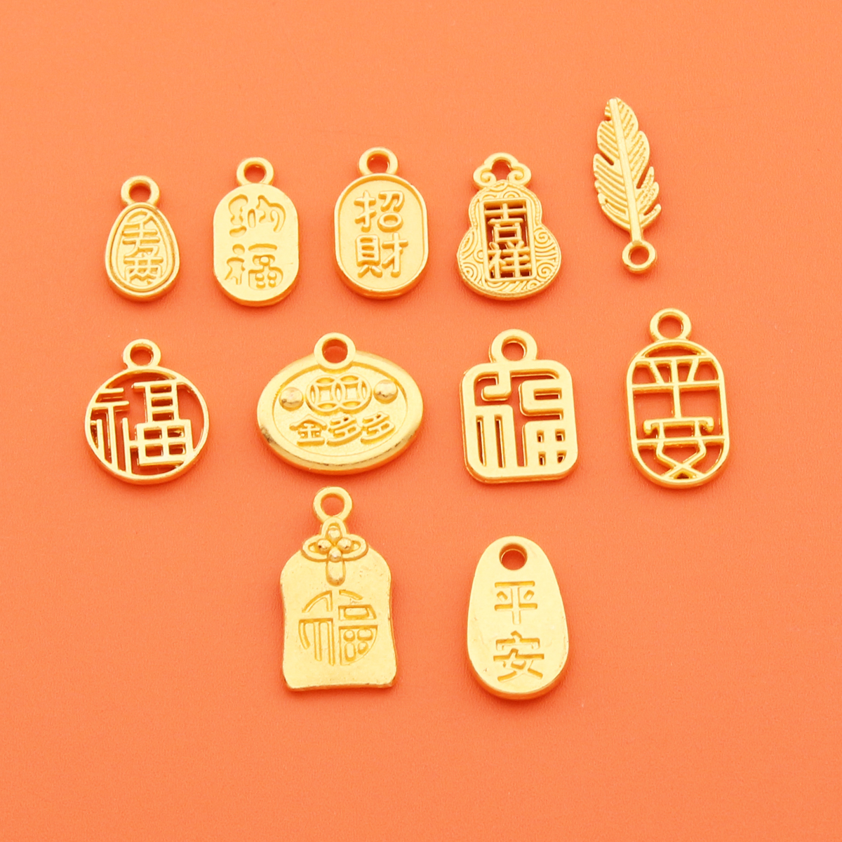 福字diy古法哑金配饰葫芦福牌挂坠手工手链项链饰品配件手工编织