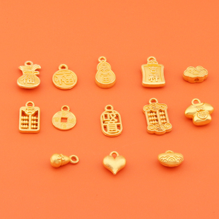 diy哑金如意祥云吊坠挂件手链项链吊坠福牌算盘串珠饰品配件配饰