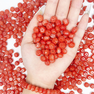 DIY手链手串散珠饰品配件手串圆珠手工红色琉璃珠子8mm南瓜珠