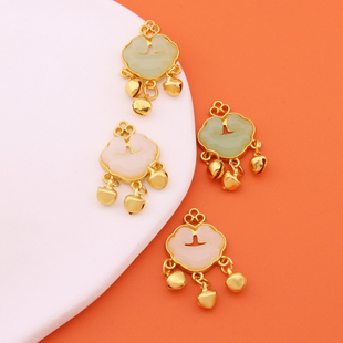 DIY饰品配件合金琉璃平安锁吊坠串珠称心如意锁项链手链挂件