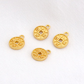 古法金吊坠八方来财DIY手工挂件项链通孔配件串珠哑金饰品配件