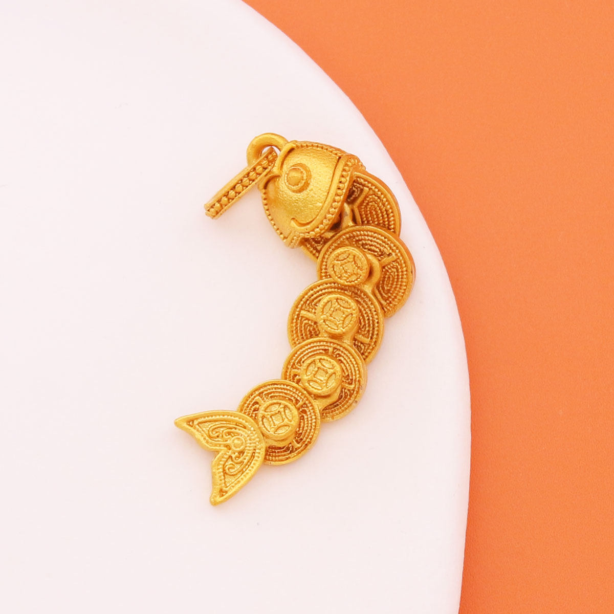 国风铜钱吊坠可动钱币锦鲤小鱼DIY饰品配件手工编织手链项链批发