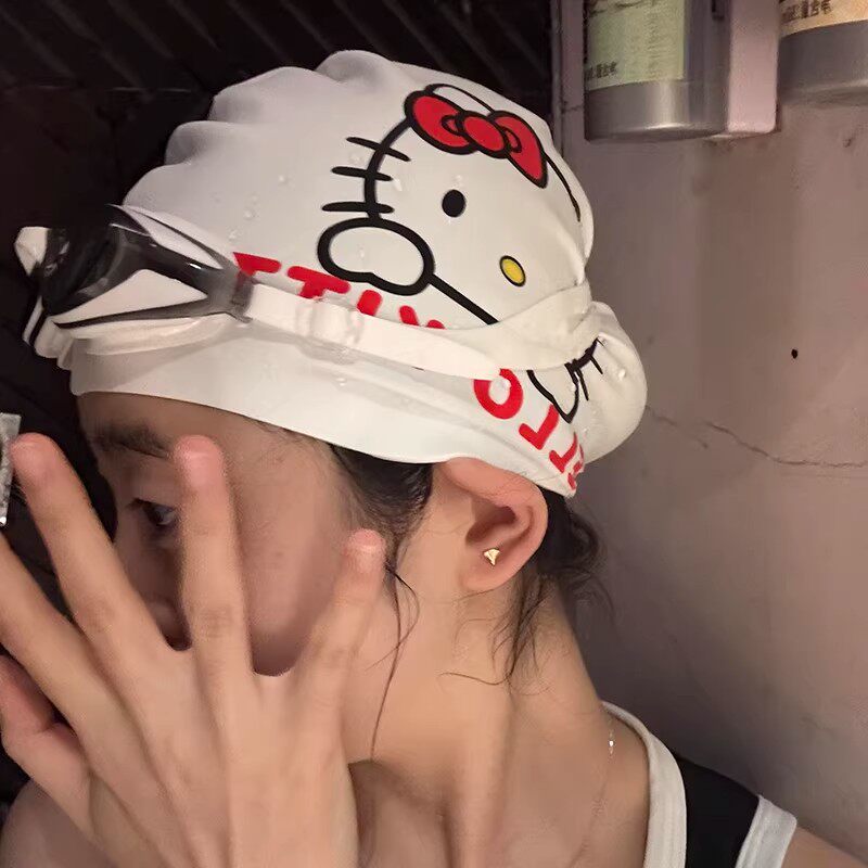 KT猫硅胶泳帽女款长发加大不勒头