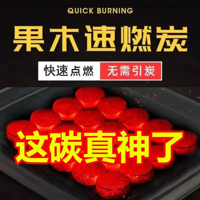 速燃炭烧烤碳木炭无烟碳果木炭家用室内烤火户外煤球围炉煮茶炉子