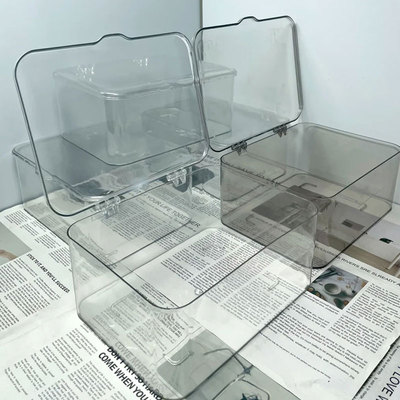 翻盖式桌面收纳盒透明亚克力