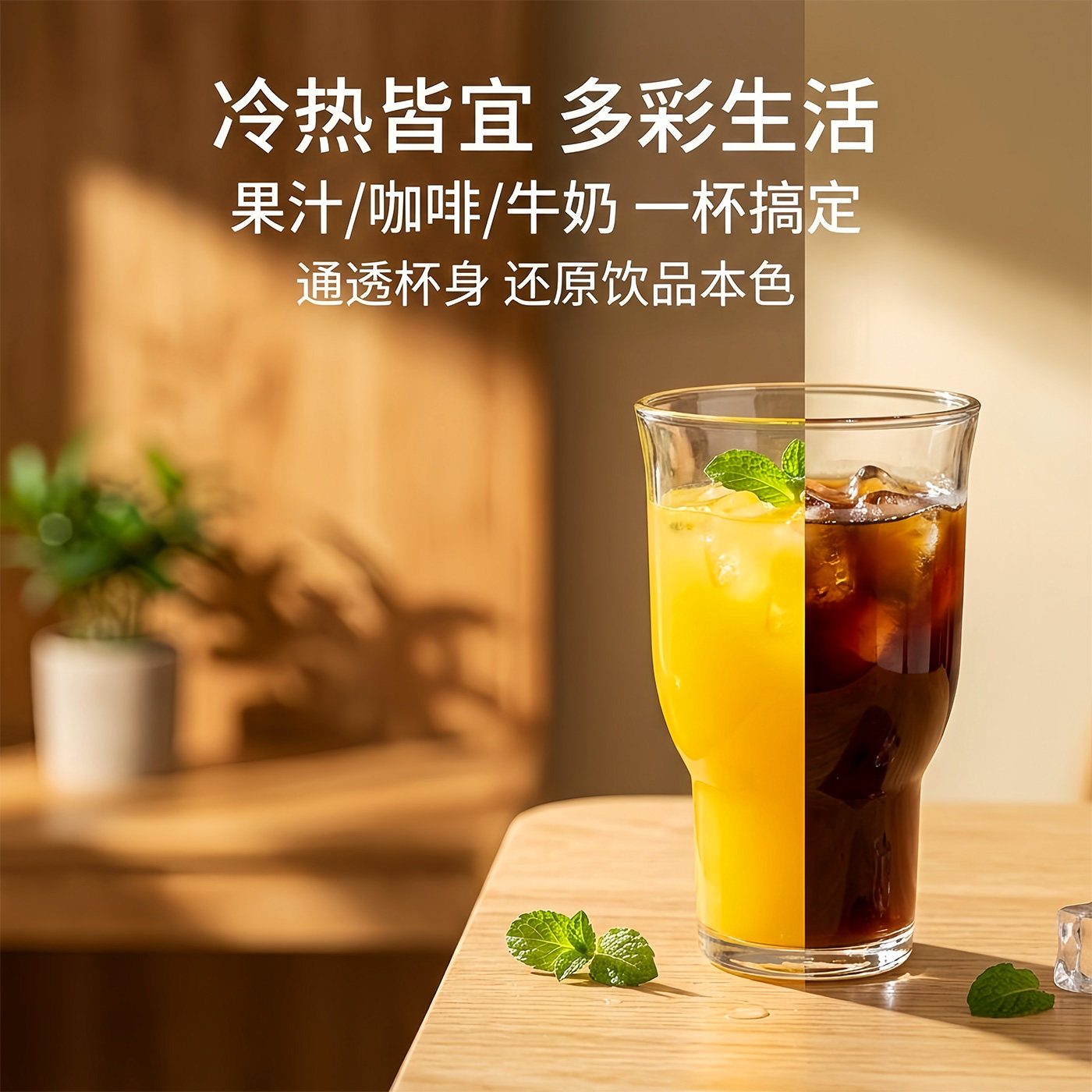小众复古宽口玻璃杯冰美式咖啡杯