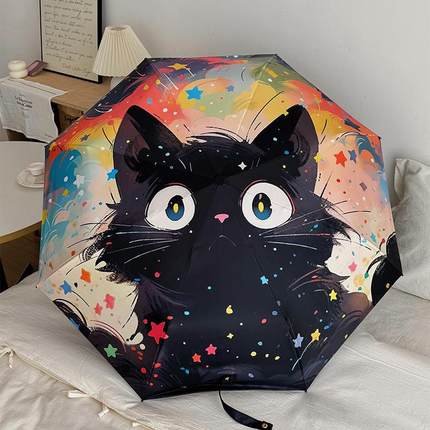 全自动卡通猫咪折叠伞防晒防紫外线晴雨两用太阳伞便携小巧遮阳伞