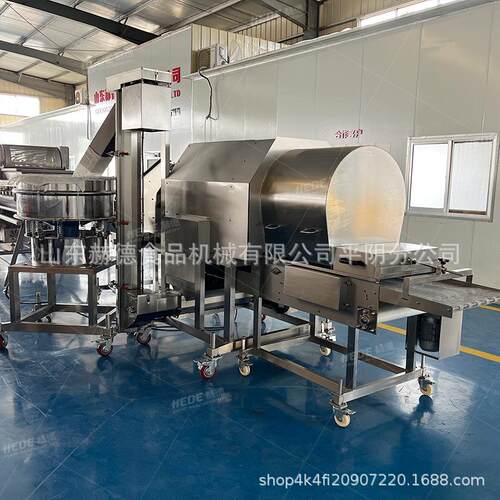 大虾滚筒上粉机大产量鸡肉块裹粉上浆油炸流水线锅包肉浸浆机