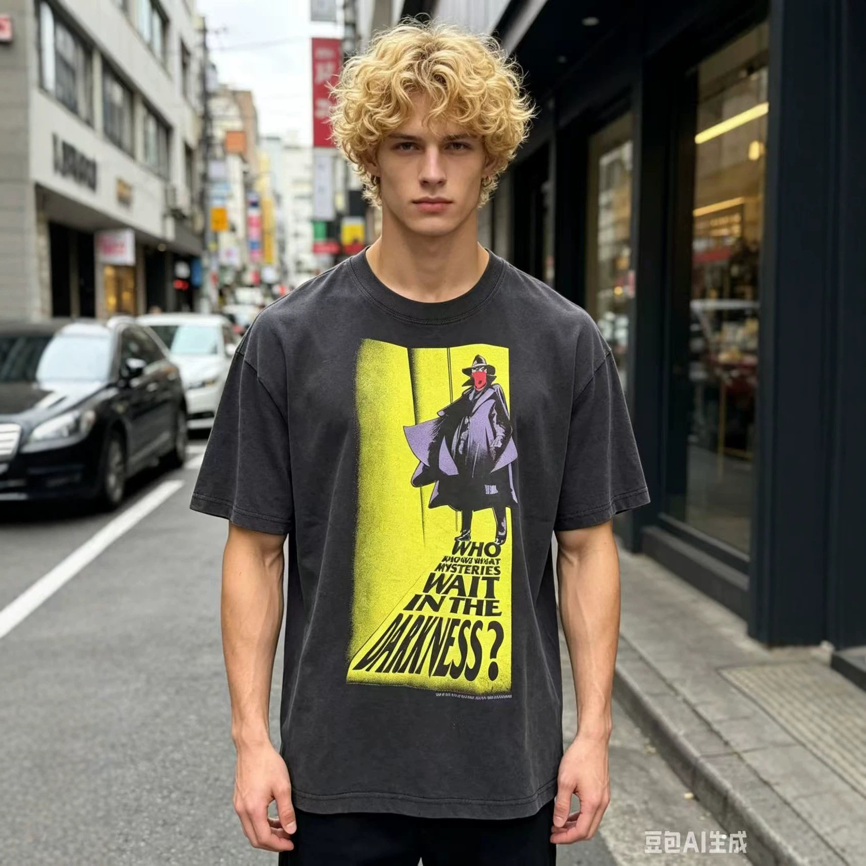 Vintage Tee 1994 WHO KNOWS WHAT MYSTERIE古着洗水做旧短袖T恤