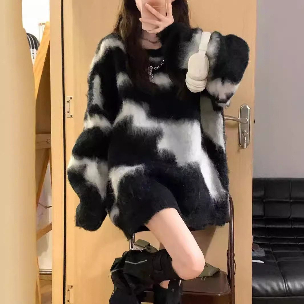 日系港味复古chic毛衣女秋冬季韩系慵懒风小众设计感加厚软糯外套