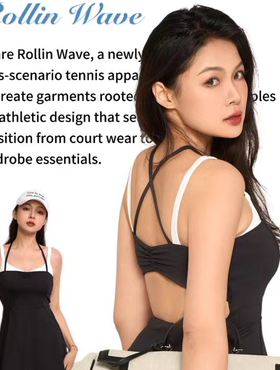 RW019黑白小恶魔反差感复古网球裙连衣裙假两件叠穿胸垫打底裤