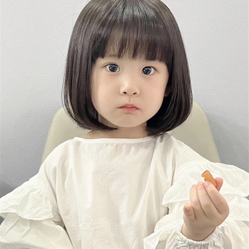 儿童女假发女孩甜美可爱真发假发儿童女假发女宝逼真X学生头套假