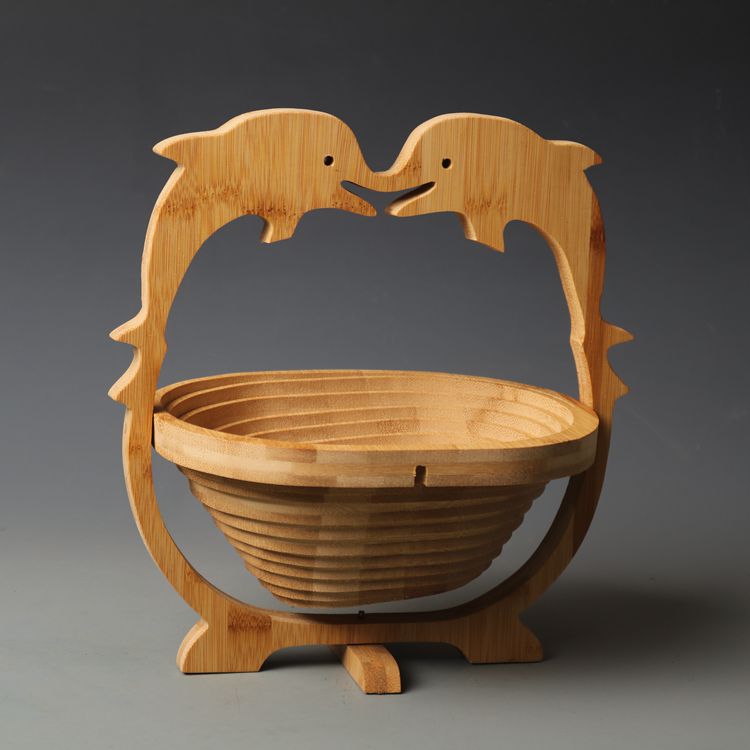 新款竹制水果篮子 折叠水果篮 时尚创意竹篮 水Q果盆 竹木制品工