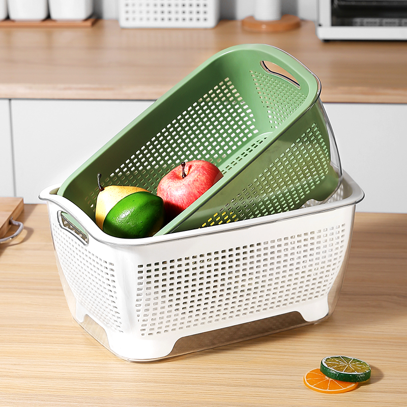 双层洗菜盆沥水篮厨房o家用客厅水果盘塑料淘菜盆子洗水果蔬菜篮