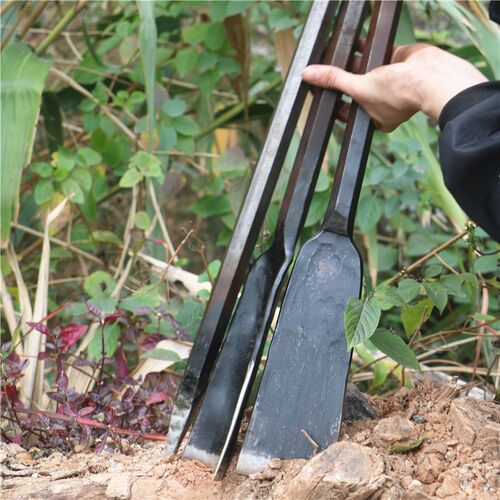 弹簧钢锻打树铲挖洞坑移植尖头铁锹园艺林花撬S杠挖硬土长镐直锹