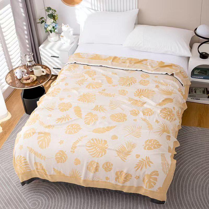 竹纤维冷感毯a类双层色织成人宿舍毛巾毯空调被薄毯纱布中式夏季