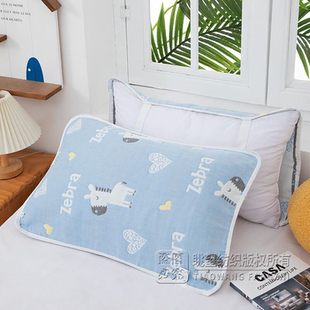 纯棉六层纱布枕巾中号40X60CM枕头巾单人防滑不起球可爱宿舍全棉