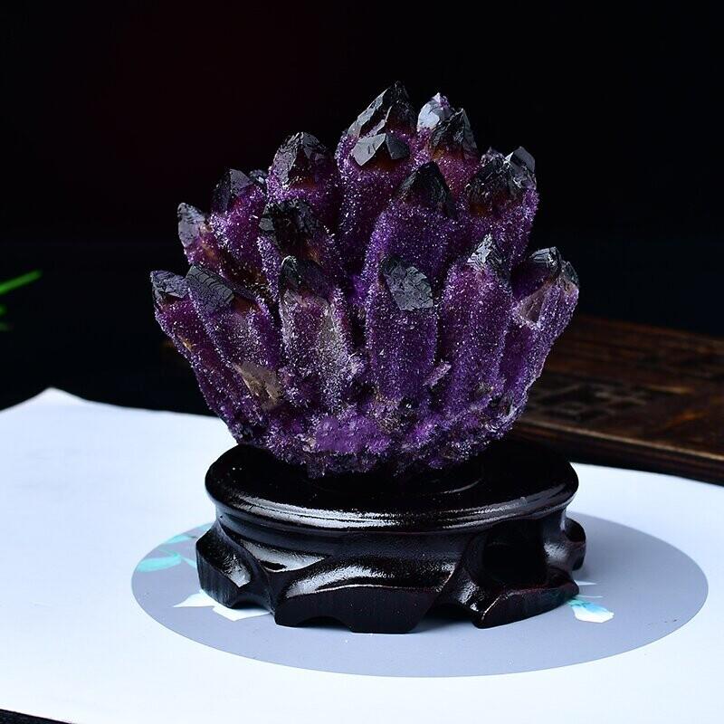 天然紫水晶簇原石摆件手链消磁石家居办公室新家送礼装饰摆件