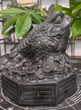 石雕金蟾蜍家观三腿八卦金蝉蓝石水喷饰品公司开店景观装修