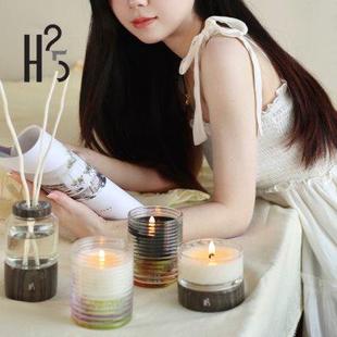 大理石香薰蜡烛家居香氛礼盒卧室女新婚礼物别墅高级持久礼物 H25