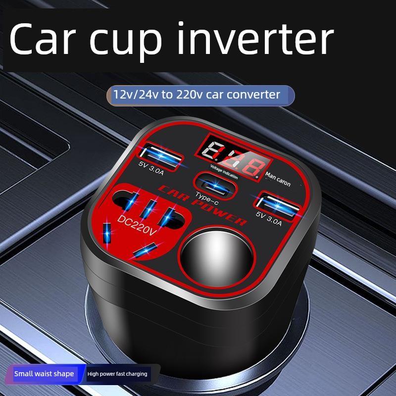 汽车逆变器12V24V到220V尺寸汽车和卡车电源转换器插座快速充电