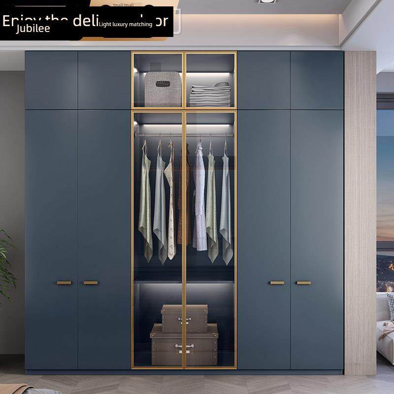 【香港包邮直运】轻奢衣柜家用卧室实木简易玻璃门组合柜子衣帽间