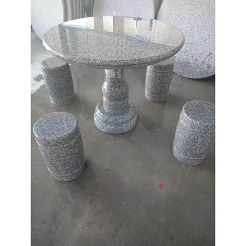 户外天然大理石花岗岩圆石桌石凳庭院家用公园别墅石头桌子一套