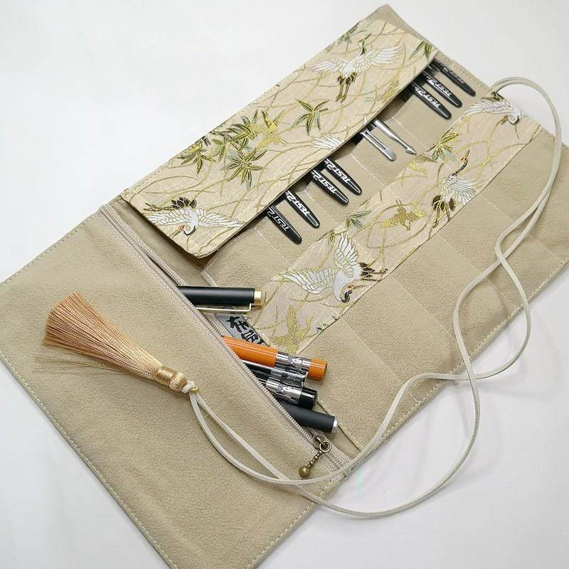 布邑 日式烫金手工布艺加厚笔帘卷笔袋钢笔收纳袋大容量文具收纳,文具电教/文化用品/商务用品,笔袋,淘宝优惠券,粉丝福利购,淘宝优惠卷