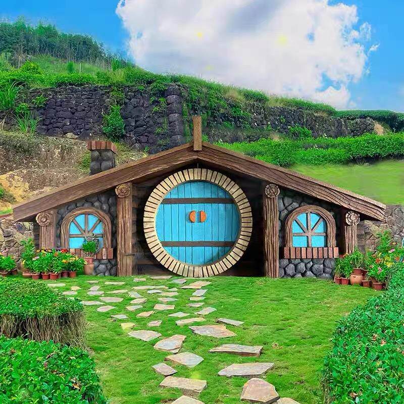 霍比特人小屋雕塑摆件田园农场木屋幼儿园圣诞节装饰网红打卡拍照