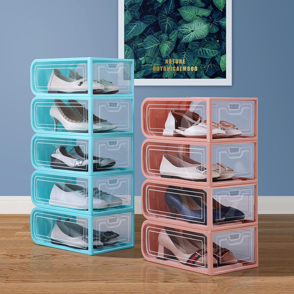 加厚8个装开启鞋盒防尘收纳盒塑料抽屉式鞋柜宿舍收纳神器省空间