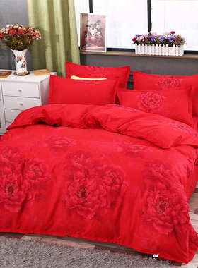 大红色被套单件1.5m1.8米单人床夏季加厚磨毛200x230双人被罩学生
