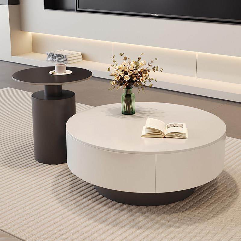 现代简约黑白大小圆岩板茶几组合极简客厅家用轻奢高级感圆茶几桌
