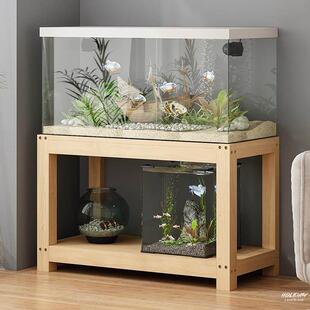J整板实木鱼缸架子客厅水缸支架水族箱底柜过滤箱底座专用承重
