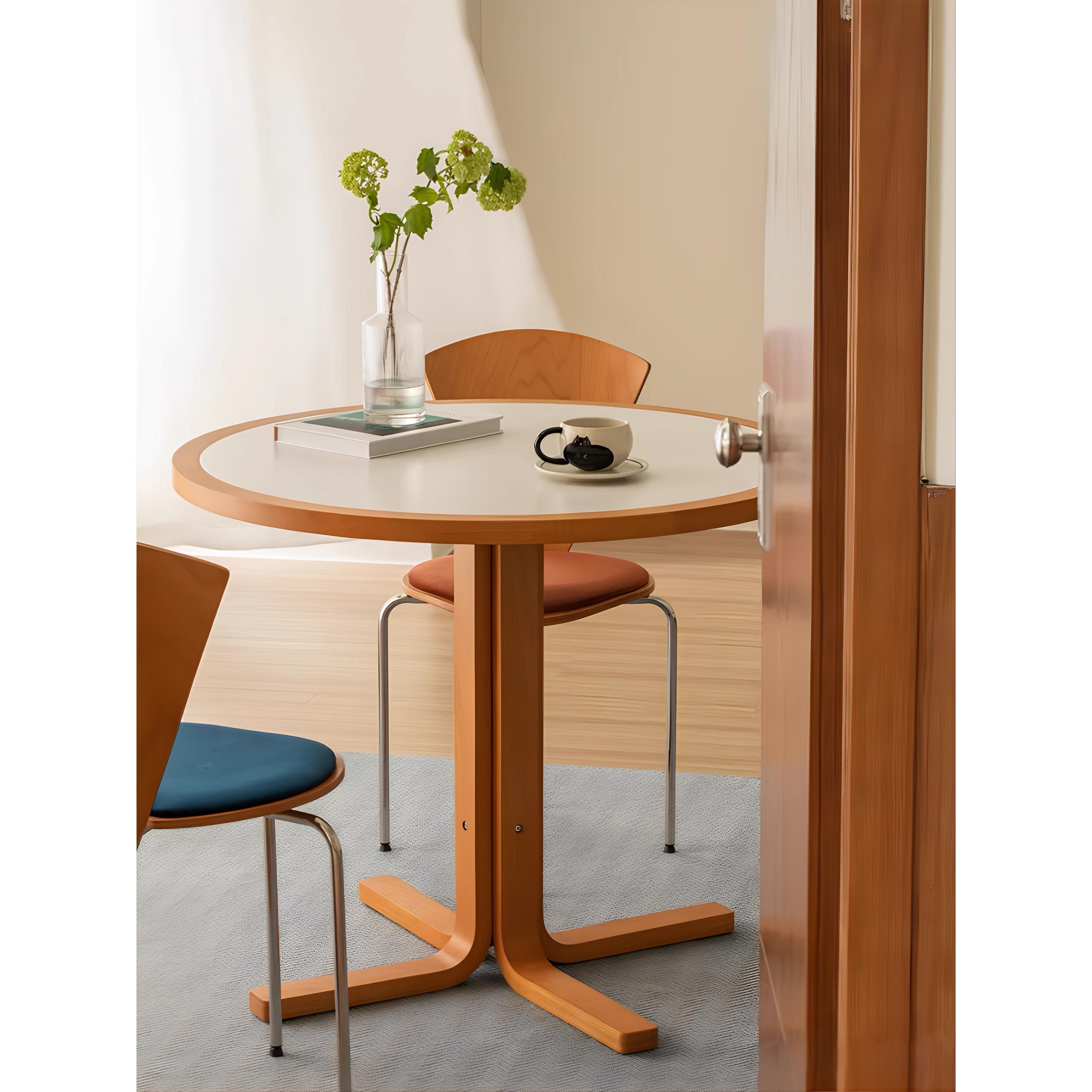 采购产品小公寓的餐桌，覆古的圆形岩石板桌子，简单的覆古实木餐