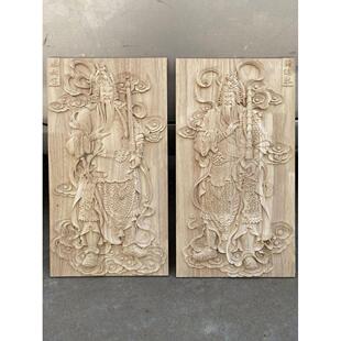 木门神板门长方形装饰画解挂件乡村大院大门东阳木雕