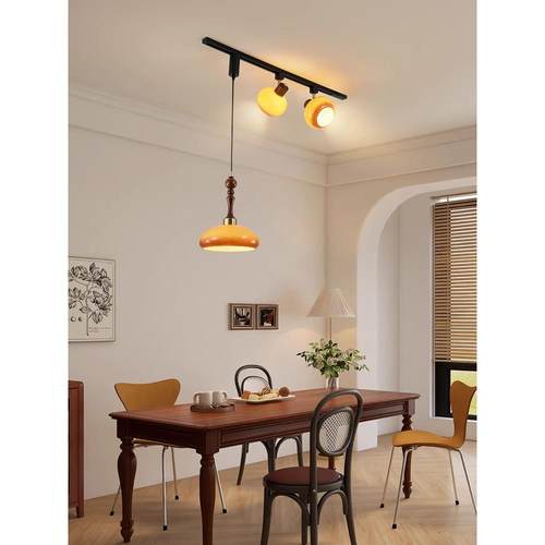 侘寂复古风可移位轨道射灯新款中古风餐厅吧台岛台服装店商用吊灯