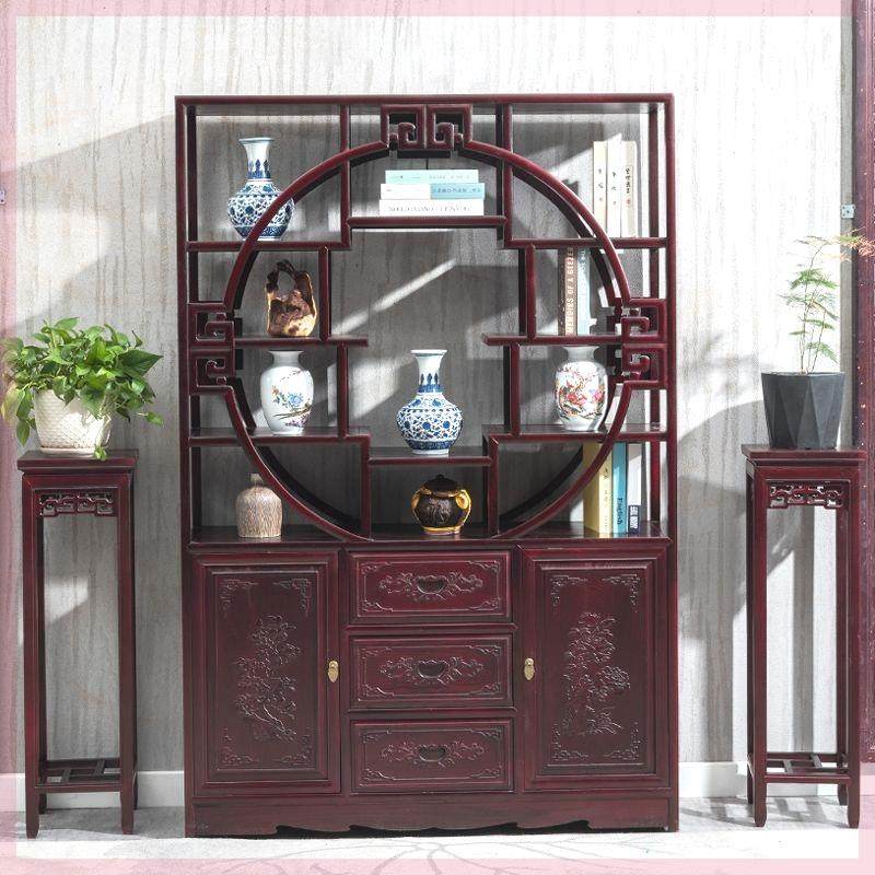 乌金木博古架博古架实木新中式多宝阁茶业具展示架收纳柜摆件隔断