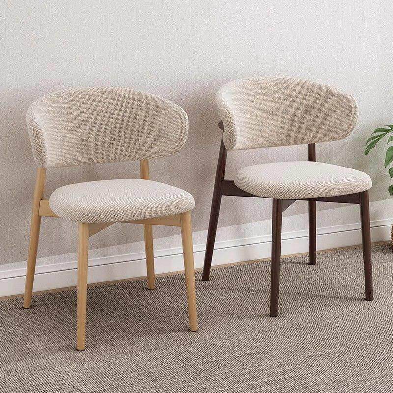 白蜡木北欧餐椅轻奢高级家用简约靠背椅子麻面布艺餐厅咖啡厅椅子