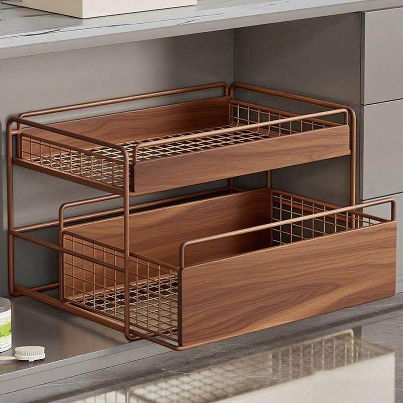 化妆室置物架下水槽柜内抽拉式拉篮浴室洗漱台下抽屉式分层收纳层