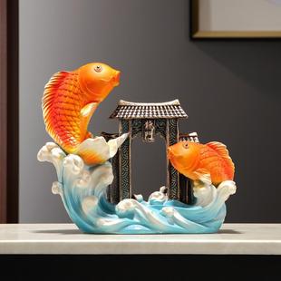 工艺品鲤鱼跃龙门装 2024新款 饰品摆件家居客厅玄关电视柜开业送礼