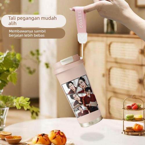 刘宇宁同款咖啡杯保温杯子便携食品级不锈钢吸管水杯办公室男女