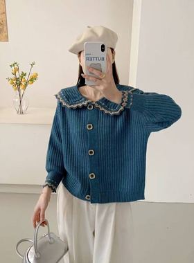 【小田专享】娃娃领针织毛衣厚开衫外套2高级好看洋气上衣1222