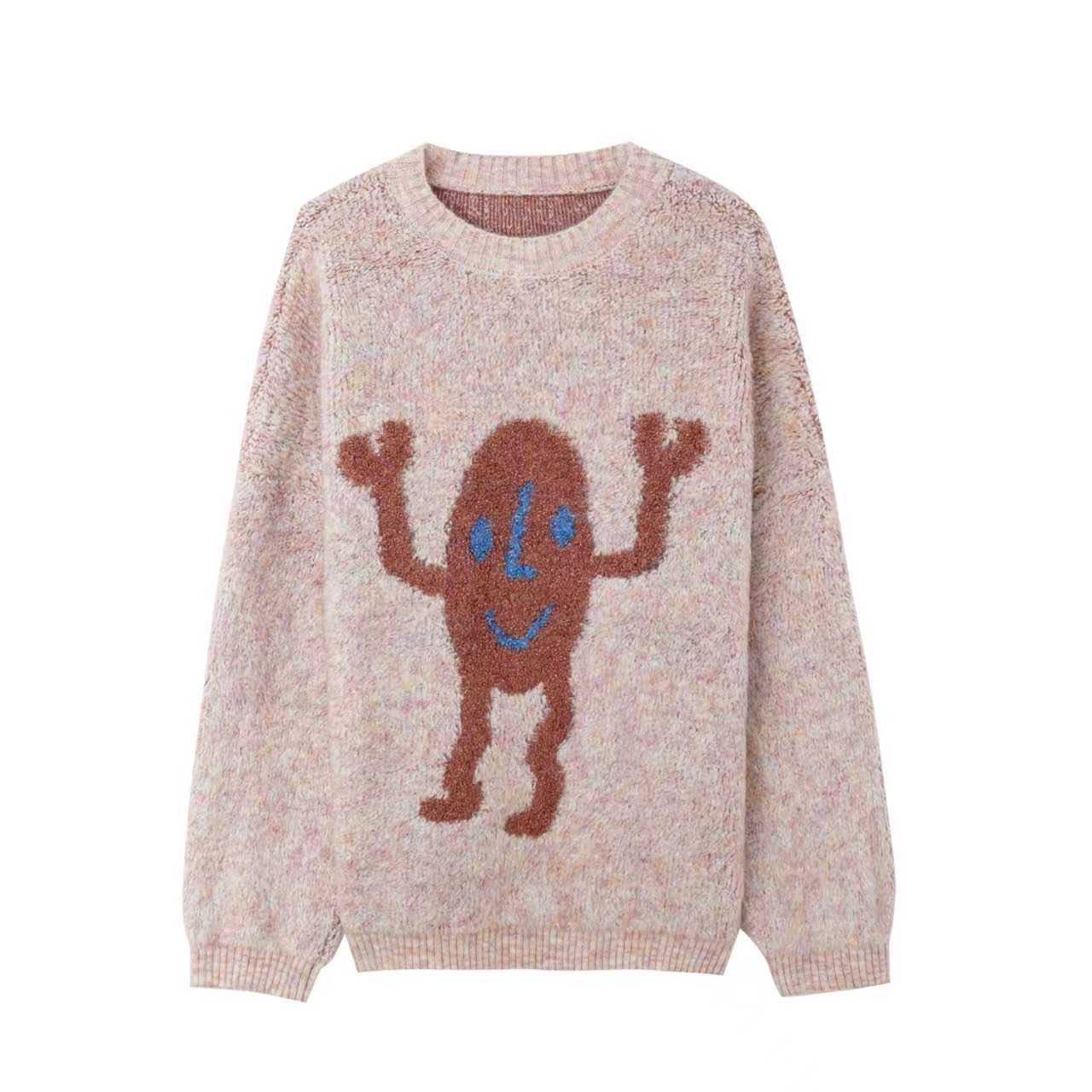 【小田专享】自留款推荐~趣味卡通圆领套头针织衫百搭软糯毛衣