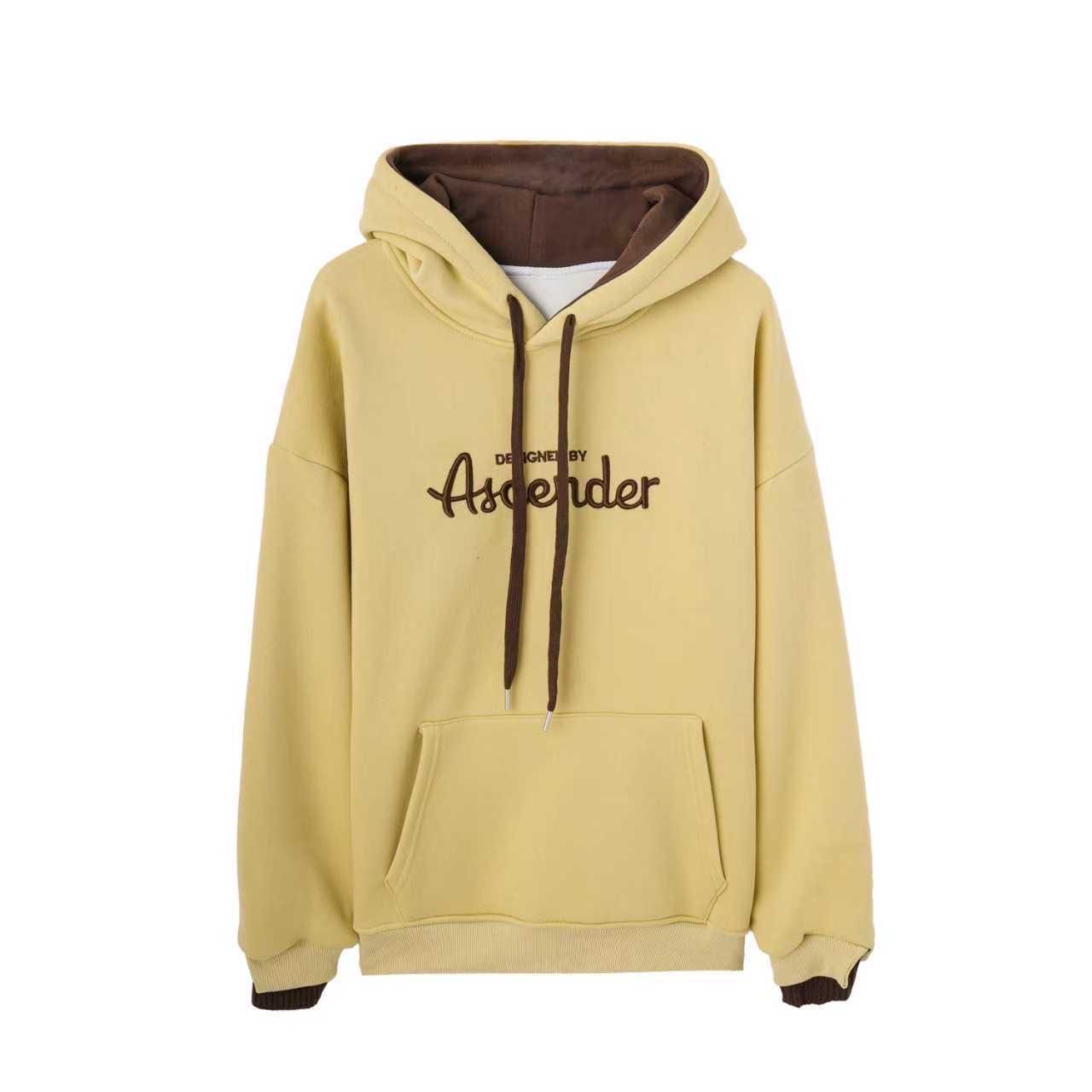 【小田专享】加绒加厚卫衣刺绣字母撞色连帽衫上衣外套